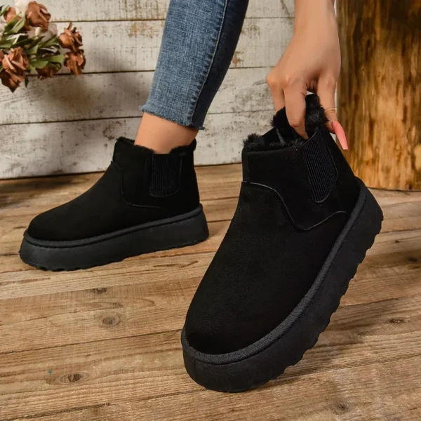 2024 Winter Women Short Plush Warm Snow Boots Casual Shoes New Suede Fur Chelsea Ankle Boots Flats Platform Ladies Shoes Botas - Image 5