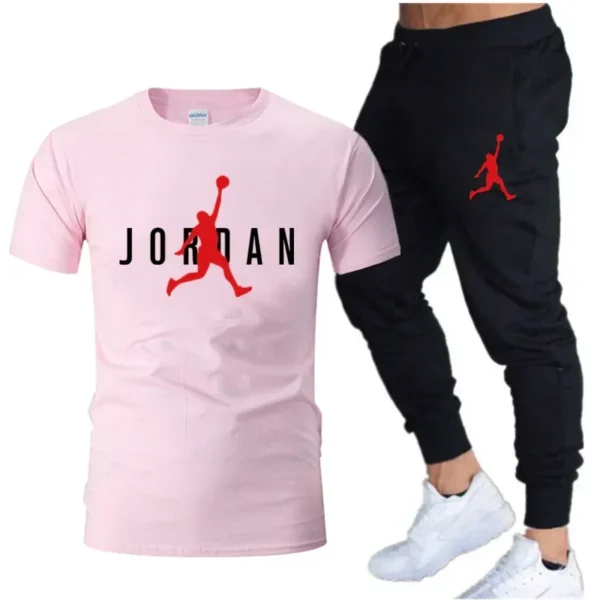 2025 Summer Men's Tracksuit Suit Brand Short Sleeve T-Shirt + Trousers 2-Piece Sets Fitness Jogging Sports Pants Sportswear Suit - Image 5