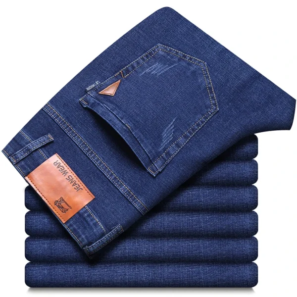 2024 New Business Men's Jeans Casual Straight Stretch Fashion Classic Blue Black Work Denim Trousers Male Brand Clothing - Image 2