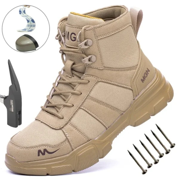 Camouflage Steel Toe Protective Boots Safety Shoes Men and Women Work Indestructible Shoes Climbing Anti-puncture Safety Boots