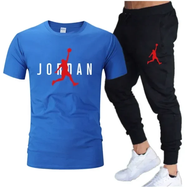 2025 Summer Men's Tracksuit Suit Brand Short Sleeve T-Shirt + Trousers 2-Piece Sets Fitness Jogging Sports Pants Sportswear Suit - Image 4