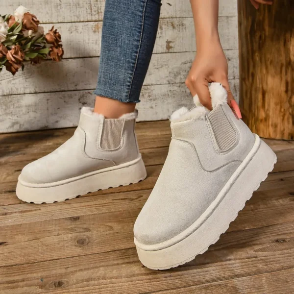 2024 Winter Women Short Plush Warm Snow Boots Casual Shoes New Suede Fur Chelsea Ankle Boots Flats Platform Ladies Shoes Botas - Image 2