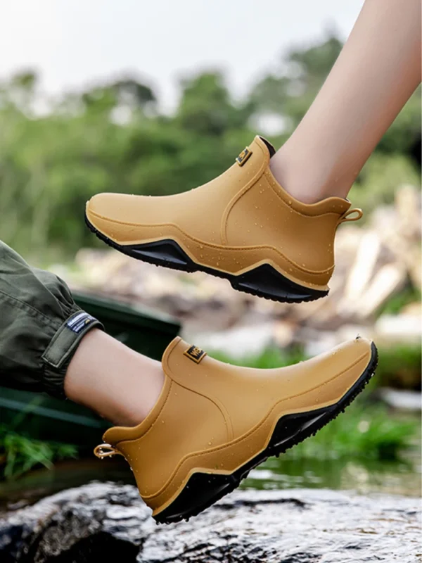 New Rain Shoes Ankle Women Waterproof Shoes Rain Boots Men Anti-slip Wear-resistant Plush Fashion Kitchen Summer Winter - Image 6