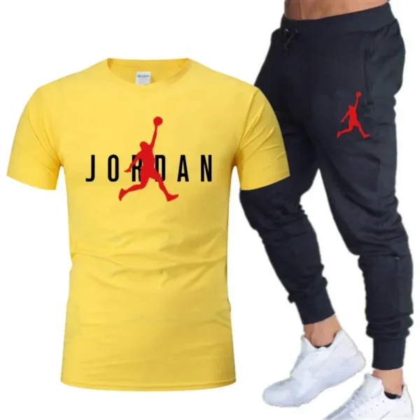 2025 Summer Men's Tracksuit Suit Brand Short Sleeve T-Shirt + Trousers 2-Piece Sets Fitness Jogging Sports Pants Sportswear Suit - Image 6