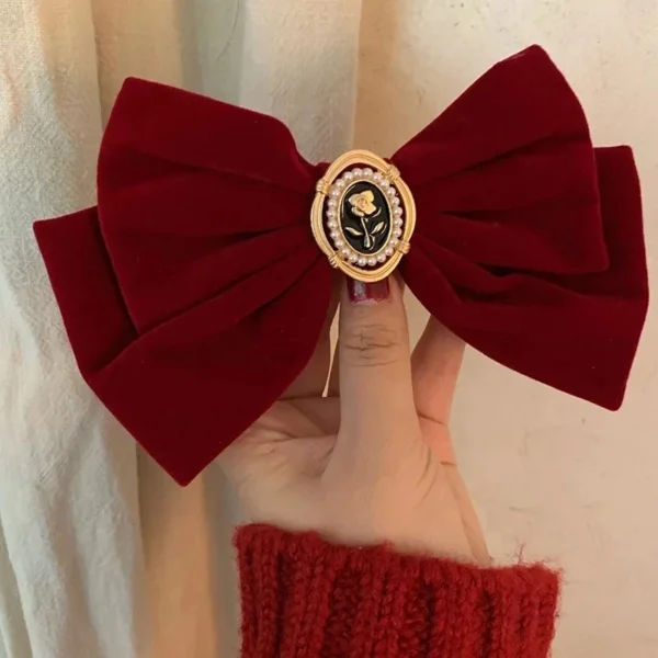 New Black Velvet Bow Hair Pins Elegant Fabric Alloy Roses Hair Clips for Women Fashion Ponytail Barrette Heawear Accessories - Image 4
