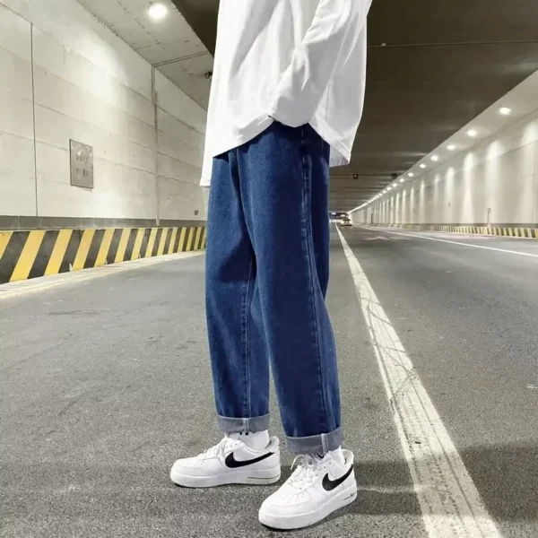 Autumn Korean Fashion Drawstring Y2K Jeans Homme Classic Baggy Straight Wide Leg Pants 2025 New Hip Hop Streetwear Casual jean - Image 6