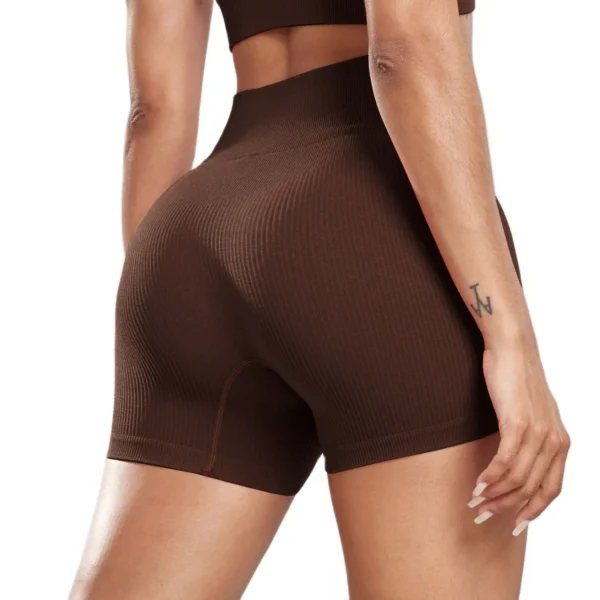 CHRLEISURE Seamless Ribbed Yoga Shorts For Women High Waisted Biker Tights Elastic Workout Slim Sports Leggings Sportswear - Image 2