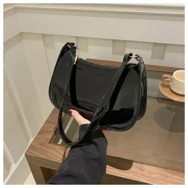 Women's Patent Leather Handbag Versatile Fashion Shoulder Casual Commuting Bags Girl Brand Designer Zipper Handbag Korean 2025 - Image 3