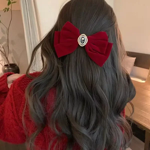 New Black Velvet Bow Hair Pins Elegant Fabric Alloy Roses Hair Clips for Women Fashion Ponytail Barrette Heawear Accessories - Image 2