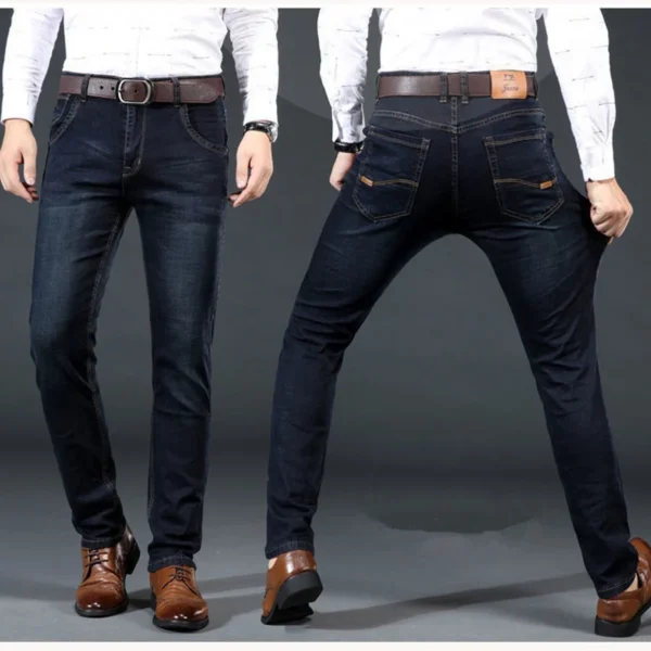 New Men Light Luxury Stretch Slim Fit Pants Comfortable Soft Business Fashion Straight Casual Denim Trousers Male Brand Clothing - Image 2