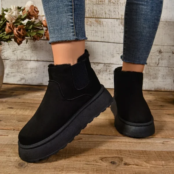 2024 Winter Women Short Plush Warm Snow Boots Casual Shoes New Suede Fur Chelsea Ankle Boots Flats Platform Ladies Shoes Botas - Image 3