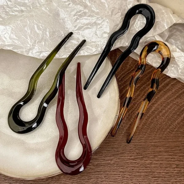 U-Shaped Hair Fork Fashion Tortoiseshell Acetate Hairpin Geometric Design Headwear Hair Sticks Women Girls - Image 11