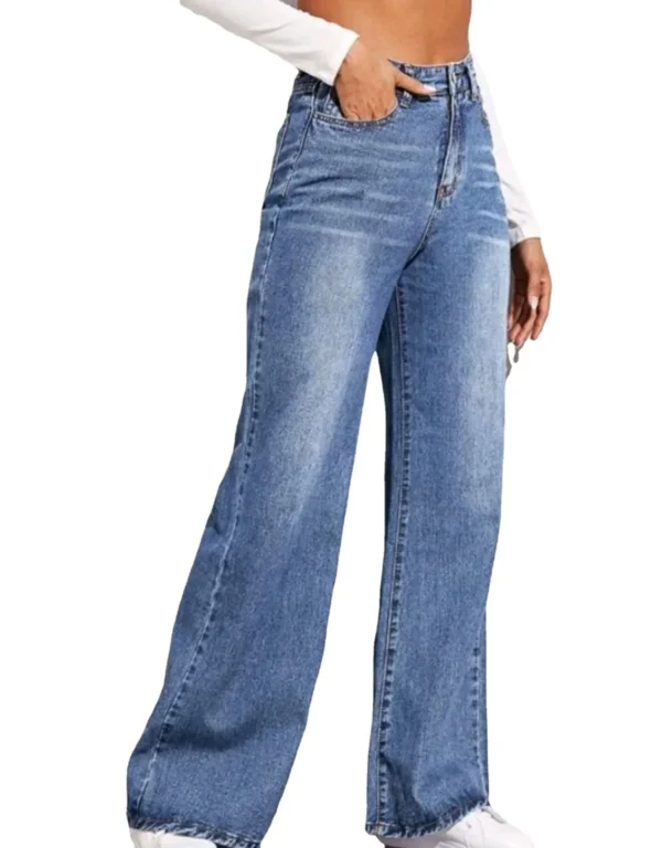 Blue Jeans for Women Wide Leg Pants Straight Long Pant Denim Trousers High Waist Y2k Loose Elegant Trouser Autumn Spring 2024 - Image 2