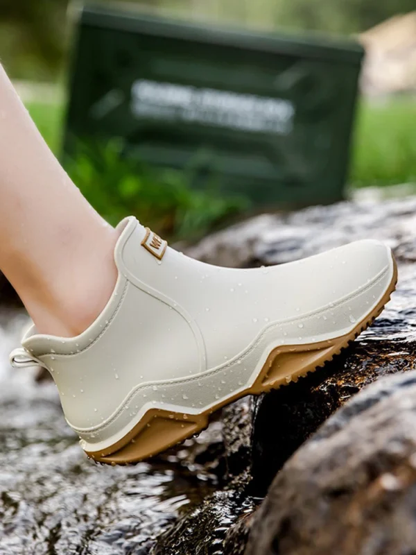 New Rain Shoes Ankle Women Waterproof Shoes Rain Boots Men Anti-slip Wear-resistant Plush Fashion Kitchen Summer Winter - Image 5