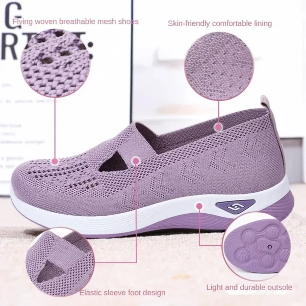 Women's Spring/Summer New Breathable and Comfortable, Mom's Single Shoes, Soft Sole, Casual Mesh Hollow Women's Shoes - Image 4