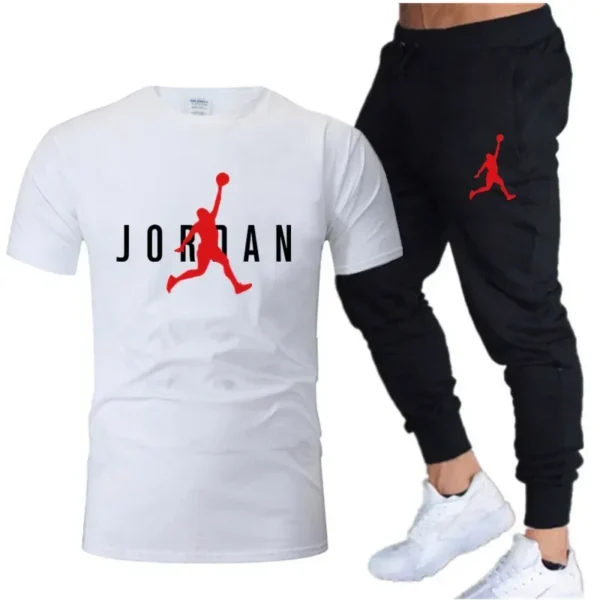 2025 Summer Men's Tracksuit Suit Brand Short Sleeve T-Shirt + Trousers 2-Piece Sets Fitness Jogging Sports Pants Sportswear Suit - Image 2