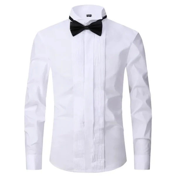 M~6XL Men's French Cuff Dress Shirt White Long Sleeve Social Male Shirts Regular Fit Party Dinner Wedding Cufflinks Formal Shirt - Image 2