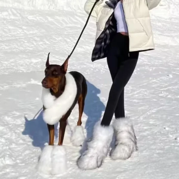 Y2K Fluffy Mid-calf Boots Winter Women Fashion Snow Boots Warm Cotton Shoes - Image 3