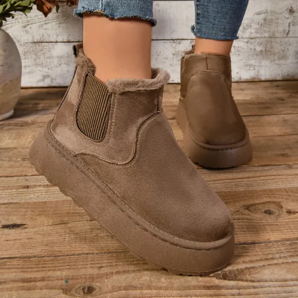 2024 Winter Women Short Plush Warm Snow Boots Casual Shoes New Suede Fur Chelsea Ankle Boots Flats Platform Ladies Shoes Botas