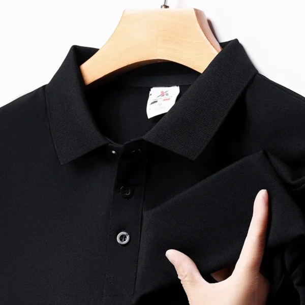 Men's Fashion Solid Short Sleeved Polo Shirt Summer Breathable Comfortable Top - Image 4