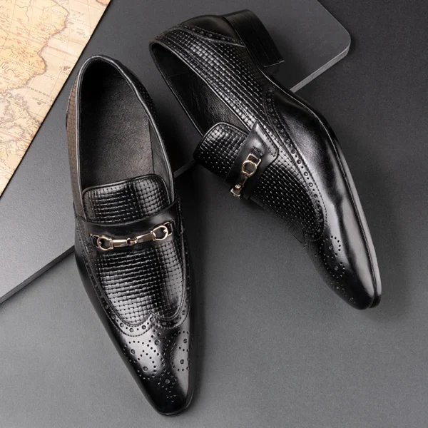 Fashion Business Casual Genuine Leather Shoes Handmade Party Wedding Wear Men Office Dress Shoe Big Size 39-50 Black Loafers - Image 3