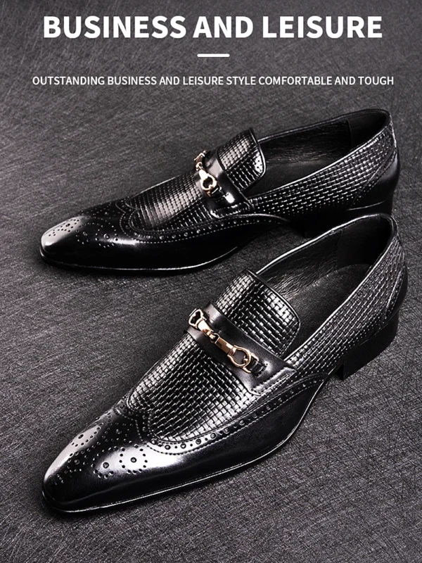 Fashion Business Casual Genuine Leather Shoes Handmade Party Wedding Wear Men Office Dress Shoe Big Size 39-50 Black Loafers