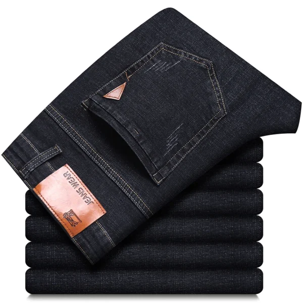 2024 New Business Men's Jeans Casual Straight Stretch Fashion Classic Blue Black Work Denim Trousers Male Brand Clothing - Image 3